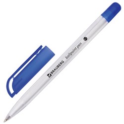 Ручка шариковая масляная BRAUBERG "Olive Pen", СИНЯЯ, корпус прозрачный, 0,7 мм, линия 0,35 мм, 141476 - фото 11020165