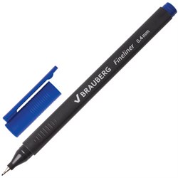 Ручка капиллярная (линер) BRAUBERG "Carbon", СИНЯЯ, металлический наконечник, трехгранная, линия письма 0,4 мм, 141522 - фото 11020261