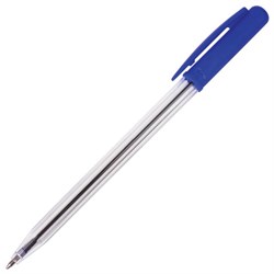 Ручка шариковая автоматическая STAFF "Basic" BPR-243, СИНЯЯ, корпус прозрачный, узел 0,8 мм, линия письма 0,4 мм, 141673 - фото 11020734