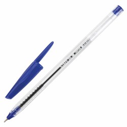 Ручка шариковая масляная STAFF "EVERYDAY" OBP-226, СИНЯЯ, корпус прозрачный, игольчатый узел 0,7 мм, линия письма 0,35 мм, 141705 - фото 11020799
