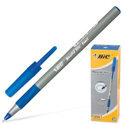 Ручка шариковая с грипом BIC "Round Stic Exact", СИНЯЯ, корпус серый, узел 0,7 мм, линия письма 0,28 мм, 918543 - фото 11020853