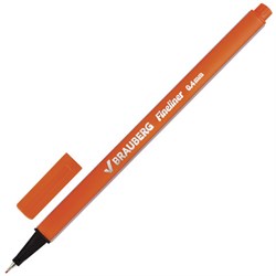 Ручка капиллярная (линер) BRAUBERG "Aero", ОРАНЖЕВАЯ, трехгранная, металлический наконечник, линия письма 0,4 мм, 142249 - фото 11021525