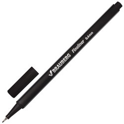 Ручка капиллярная (линер) BRAUBERG &quot;Aero&quot;, ЧЕРНАЯ, трехгранная, металлический наконечник, линия письма 0,4 мм, 142252