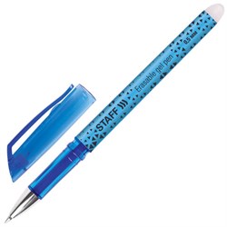 Ручка стираемая гелевая STAFF "College GP-199", СИНЯЯ, хромированные детали, узел 0,5 мм, линия письма 0,35 мм, 142494 - фото 11022014