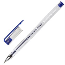 Ручка гелевая STAFF "Basic" GP-789, СИНЯЯ, корпус прозрачный, хромированные детали, узел 0,5 мм, 142788 - фото 11023005