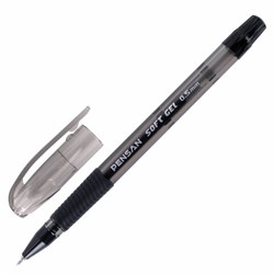 Ручка гелевая с грипом PENSAN "Soft Gel Fine", ЧЕРНАЯ, игольчатый узел 0,5 мм, линия 0,4 мм, 2420/12 - фото 11025553