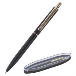 Ручка подарочная шариковая BRAUBERG "Larghetto", СИНЯЯ, корпус черный с хромированными деталями, линия письма 0,5 мм, 143476 - фото 11026142