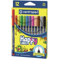 Ручки капиллярные (линеры) 12 ЦВЕТОВ CENTROPEN "Happy Liner", линия письма 0,3 мм, 2521/12, 2 2521 1202 - фото 11027536