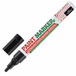 Маркер-краска лаковый (paint marker) 4 мм, ЧЕРНЫЙ, БЕЗ КСИЛОЛА (без запаха), алюминий, BRAUBERG PROFESSIONAL, 150877 - фото 11030064