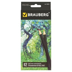 Карандаши цветные BRAUBERG "Artist line", 12 цветов, черный корпус, заточенные, высшее качество, 180539 - фото 11037751