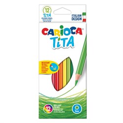 Карандаши цветные CARIOCA "Tita", 12 цветов, пластиковые, грифель 3 мм, шестигранные, европодвес, 42793 - фото 11038523