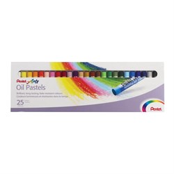 Пастель масляная художественная PENTEL "Oil Pastels", 25 цветов, круглое сечение, картонная упаковка, PHN4-25 - фото 11038602
