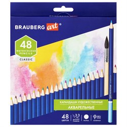 Карандаши художественные цветные акварельные BRAUBERG ART CLASSIC, 48 цветов, грифель 3,3 мм, 181532 - фото 11039633