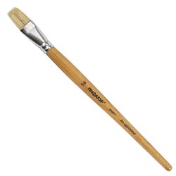 Кисть ПИФАГОР, ЩЕТИНА, плоская, № 16, деревянная лакированная ручка, пакет с подвесом, 200877 - фото 11047021