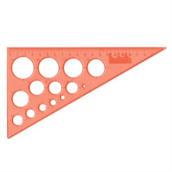 Треугольник пластиковый, угол 30, 19 см, BRAUBERG, с окружностями, прозрачный, неоновый, ассорти, 210619 - фото 11048165