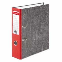 Папка-регистратор BRAUBERG, фактура стандарт, с мраморным покрытием, 75 мм, красный корешок, 220988 - фото 11049470