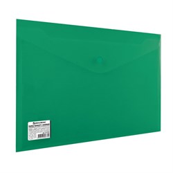 Папка-конверт с кнопкой BRAUBERG, А4, до 100 листов, непрозрачная, зеленая, СВЕРХПРОЧНАЯ 0,2 мм, 221363 - фото 11049875