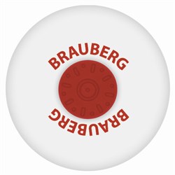 Ластик BRAUBERG "Universal", 30х30х8 мм, белый, круглый, красный пластиковый держатель, 222472 - фото 11051360