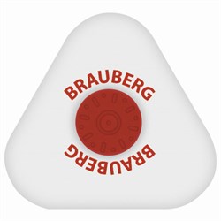 Ластик BRAUBERG "Universal", 45х45х10 мм, белый, треугольный, красный пластиковый держатель, 222473 - фото 11051366