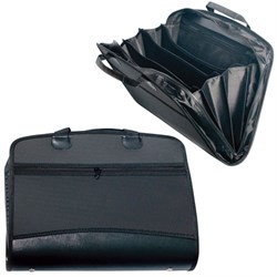 Папка-портфель пластиковая BRAUBERG А4+ (375х305х60 мм), 4 отделения, 2 кармана, на молнии, черный, 225169 - фото 11054615