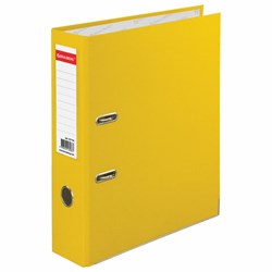 Папка-регистратор BRAUBERG с покрытием из ПВХ, 80 мм, с уголком, желтая (удвоенный срок службы), 227194 - фото 11058547