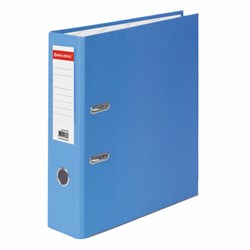 Папка-регистратор BRAUBERG с покрытием из ПВХ, 80 мм, с уголком, голубая (удвоенный срок службы), 227197 - фото 11058577