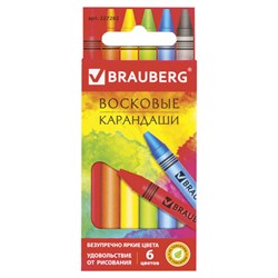 Восковые мелки BRAUBERG &quot;АКАДЕМИЯ&quot;, НАБОР 6 цветов, 227282