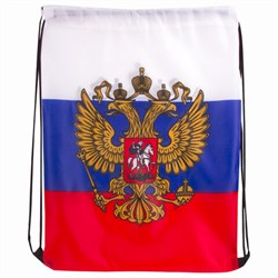 Сумка-мешок на завязках "Триколор РФ", с гербом РФ, 32х42 см, BRAUBERG/STAFF, 228328, RU37 - фото 11061800