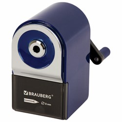 Точилка механическая BRAUBERG "ORIGINAL", для чернографитных и цветных карандашей, крепление к столу, корпус синий, 228480 - фото 11062849