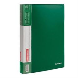 Папка 60 вкладышей BRAUBERG стандарт, зеленая, 0,8 мм, 228684 - фото 11064043