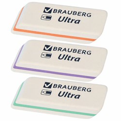 Ластик BRAUBERG &quot;Ultra&quot;, 50х14х8 мм, белый, детали ассорти, натуральный каучук, 228704