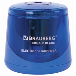 Точилка электрическая BRAUBERG DOUBLE BLADE BLUE, двойное лезвие, питание от 2 батареек AA, 229605 - фото 11068230