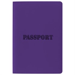 Обложка для паспорта, мягкий полиуретан, "PASSPORT", фиолетовая, STAFF, 237608 - фото 11078654