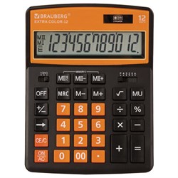 Калькулятор настольный BRAUBERG EXTRA COLOR-12-BKRG (206x155 мм), 12 разрядов, двойное питание, ЧЕРНО-ОРАНЖЕВЫЙ, 250478 - фото 11081073