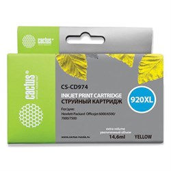 Картридж струйный CACTUS (CS-CD974) для HP Officejet 6000/6500/7000, желтый - фото 11088580