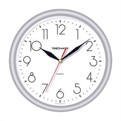Часы настенные TROYKATIME (TROYKA) 21270212, круг, белые, серебристая рамка, 24,5х24,5х3,1 см - фото 11101219