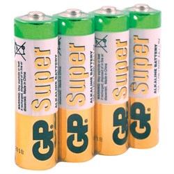 Батарейки КОМПЛЕКТ 4 шт., GP Super, AA (LR06, 15А), алкалиновые, пальчиковые, в пленке, 15ARS-2SB4 - фото 11102478