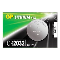 Батарейка GP Lithium, CR2032, литиевая, 1 шт., в блистере (отрывной блок), CR2032-7C5, CR2032-7CR5 - фото 11102500