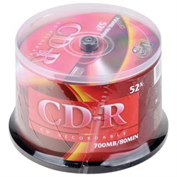 Диски CD-R VS 700 Mb 52x Cake Box (упаковка на шпиле), КОМПЛЕКТ 50 шт., VSCDRCB5001 - фото 11106286