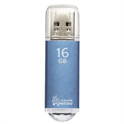Флеш-диск 16 GB, SMARTBUY V-Cut, USB 2.0, металлический корпус, синий, SB16GBVC-B - фото 11106686