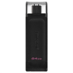 Флеш-диск 64GB KINGSTON DataTraveler 70, разъем Type-C 3.2, черный, DT70/64GB - фото 11109668