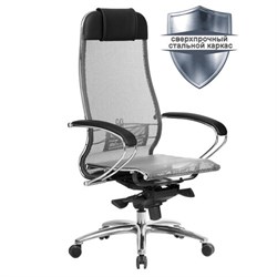Кресло офисное МЕТТА "SAMURAI" S-1.04, сверхпрочная ткань-сетка, серое - фото 11112378