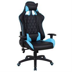 Кресло компьютерное BRABIX "GT Master GM-110", две подушки, экокожа, черное/голубое, 531928 - фото 11114242