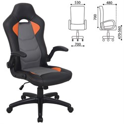 Кресло компьютерное BRABIX "Skill GM-005", откидные подлокотники, экокожа, черное/оранжевое, 532495 - фото 11117126