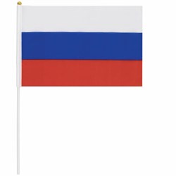 Флаг России ручной 30х45 см, без герба, с флагштоком, BRAUBERG/STAFF, 550182, RU14 - фото 11117581