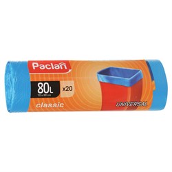 Мешки для мусора 80 л, синие, в рулоне 20 шт., ПНД, 12 мкм, 70х90 см, PACLAN "Classic", 402054 - фото 11129655