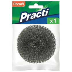 Губка (мочалка) для посуды металлическая, сетчатая, 15 г, PACLAN "Practi Spiro", 408220 - фото 11129662