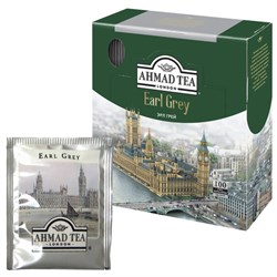 Чай AHMAD (Ахмад) "Earl Grey", черный цейлонский с ароматом бергамота, 100 пакетиков в конвертах по 2 г, 595i-08 - фото 11133647