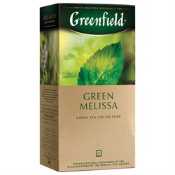 Чай GREENFIELD "Green Melissa" зеленый с мятой и мелиссой, 25 пакетиков в конвертах по 1,5 г - фото 11133677