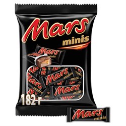 Батончики шоколадные мини MARS "Minis" с нугой и карамелью в молочном шоколаде, 182 г, 2261 - фото 11133795
